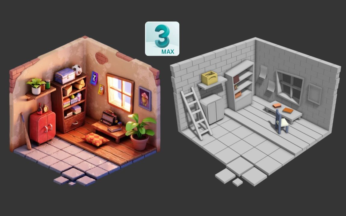 3dmax建模教程,从零开始,简单小房子模型制作,适合初学者的练习案例