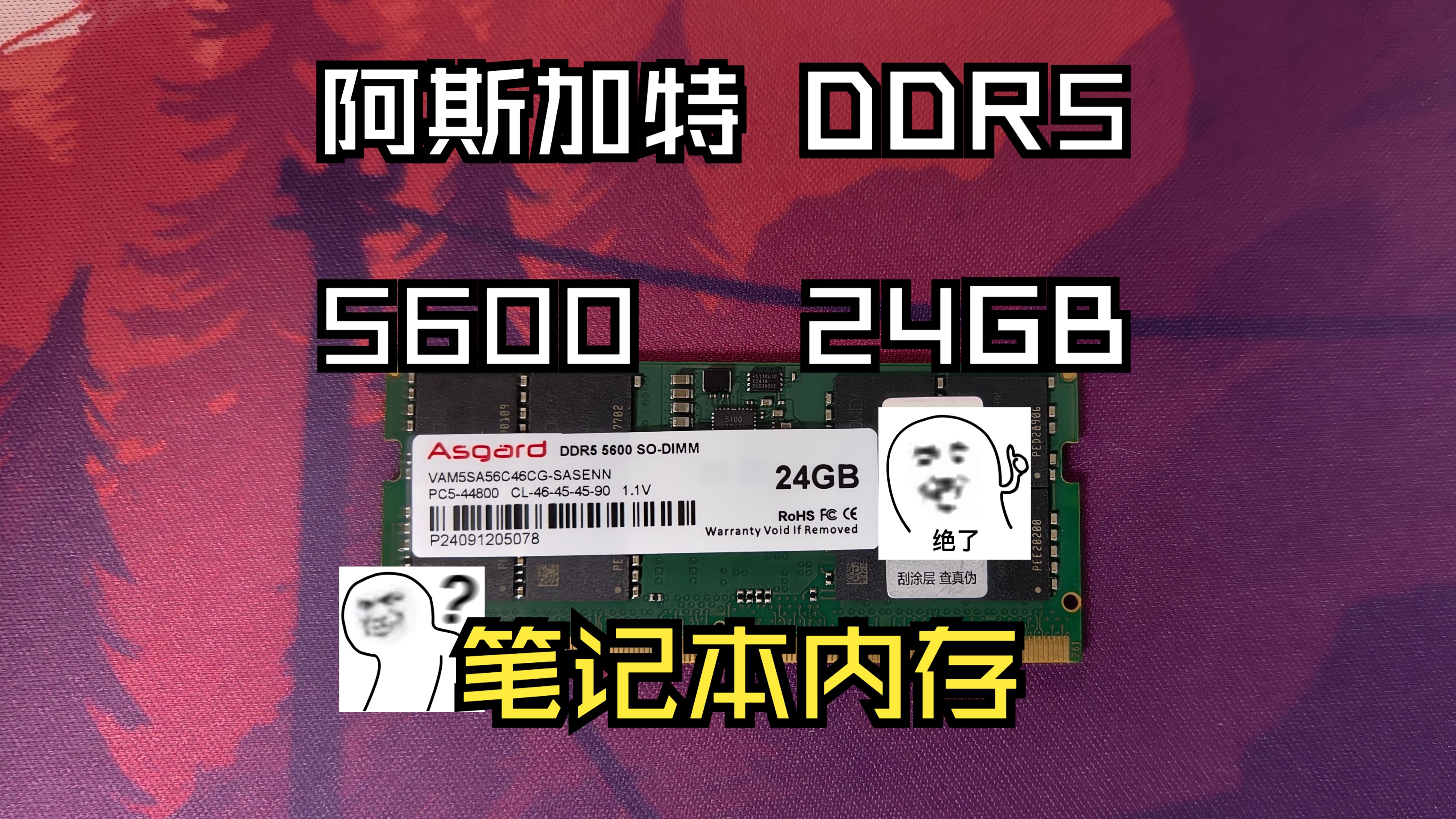 【实测】阿斯加特DDR5 5600 24GB笔记本内存条开箱,附内存加装升级建议.哔哩哔哩bilibili