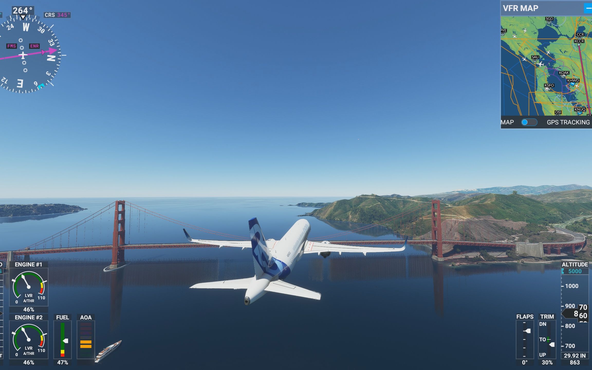 菜鸡飞侠微软模拟飞行2020飞越旧金山金门大桥超低空机动ultra画质