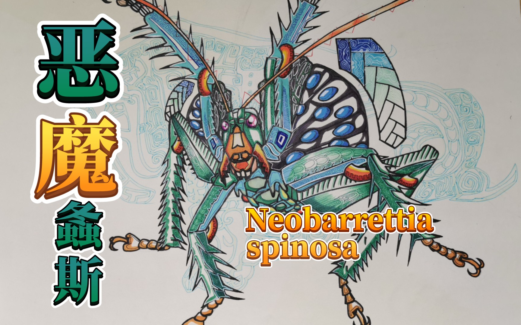 恶魔螽斯!Neobarrettia spinosa!!!(画)电子昆虫!哔哩哔哩bilibili