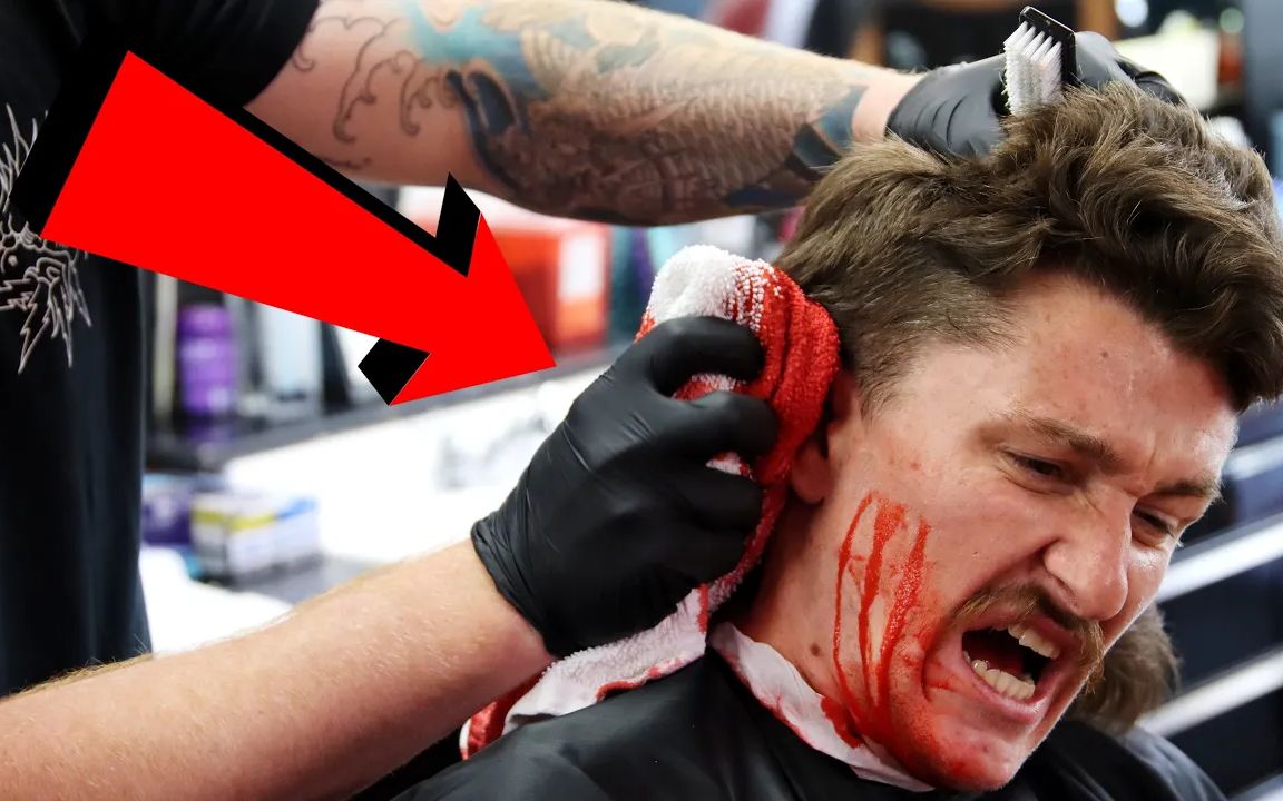 理发时耳朵被师傅不小心剪掉了,当场血流不止!
