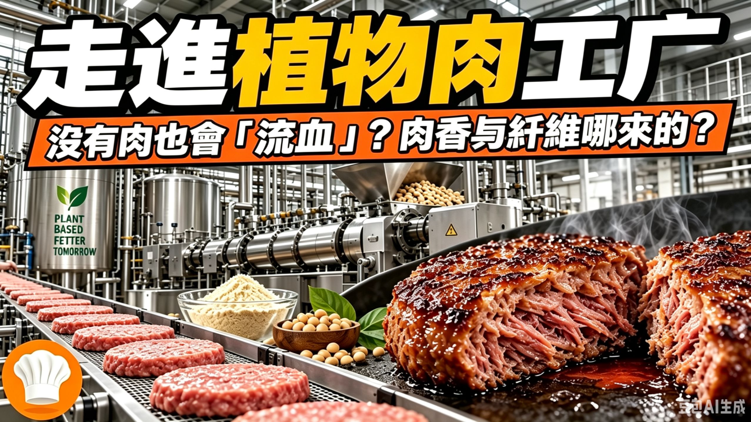 植物肉到底用什么做？走进植物肉工厂，揭开酵母制造「血红素」、植物蛋白挤出肉纤维的秘密，为何煎起来像牛肉？【超级后厨】