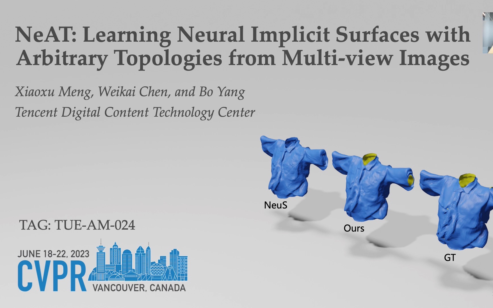 [图][CVPR2023] NeAT论文讲解 | 从图片重建三维开曲面 | 腾讯AIGC | 已开源