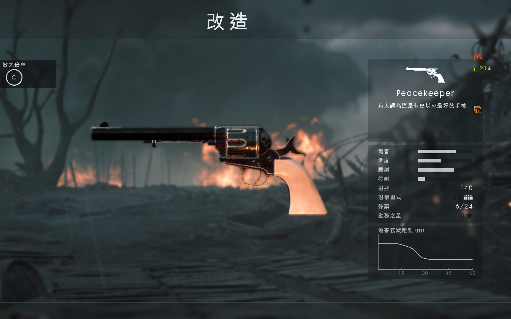 战地1纪念下可算是把这把和平缔造者peacekeeper左轮入手了