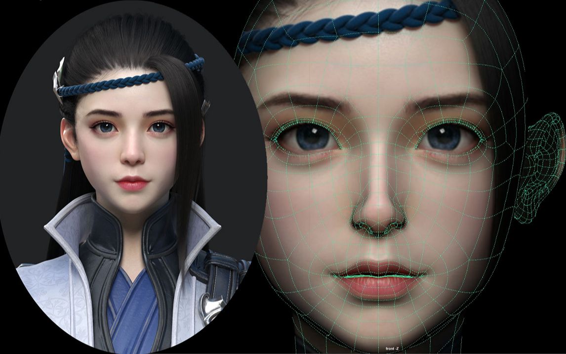 【maya角色建模】国风角色制作 uv 贴图,超详细写实人物布线结构讲解