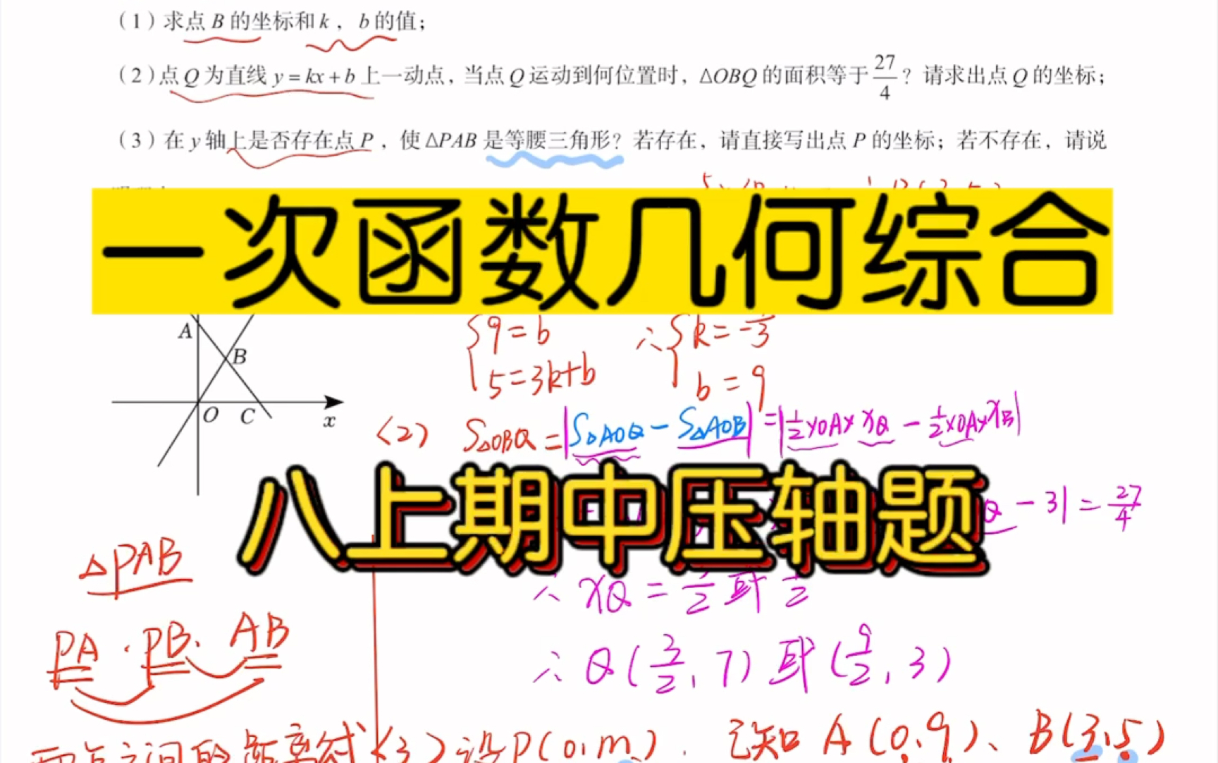 [图]八上期中满分冲刺一次函数几何综合压轴题