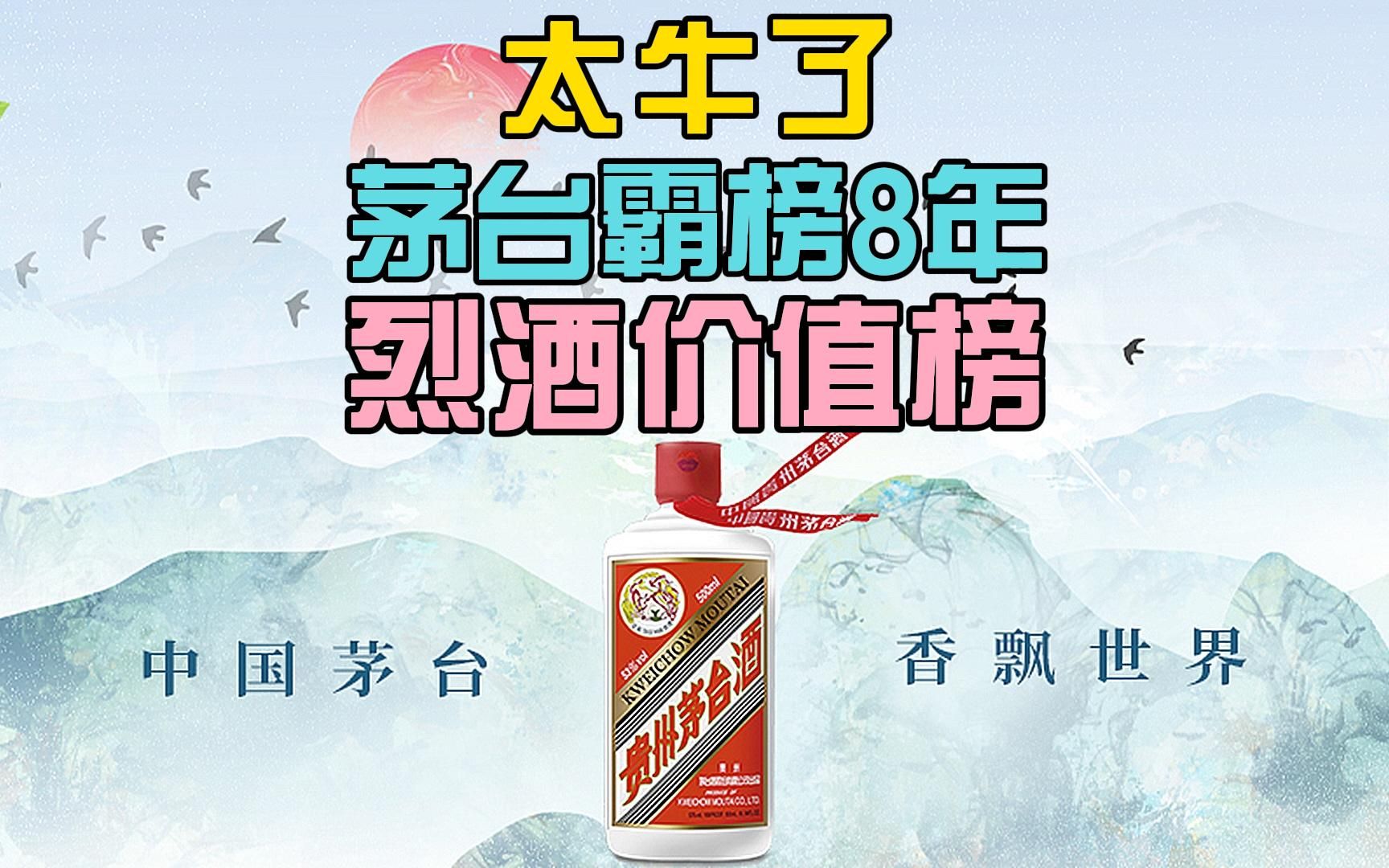 太牛X了!茅台霸榜8年烈酒品牌价值排行榜!哔哩哔哩bilibili