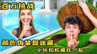 Video herunterladen: 颜色伪装捉迷藏，小伙竟和蛇藏在一起，胆子真大