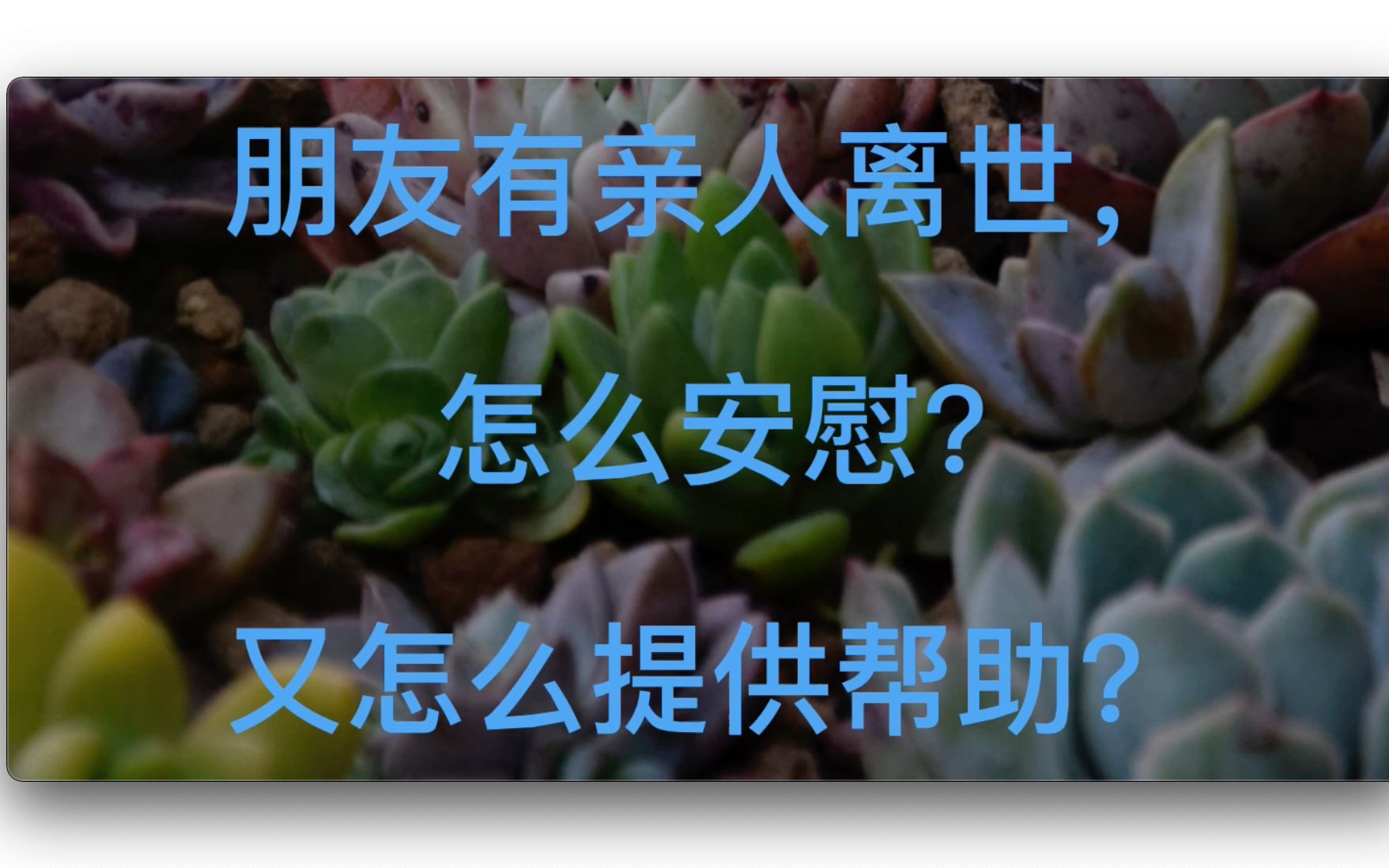 [图]除了说“节哀顺变”，朋友的亲人离世，你该怎么安慰ta?！又该采取什么实际行动予以帮助？来自专业人员的建议！