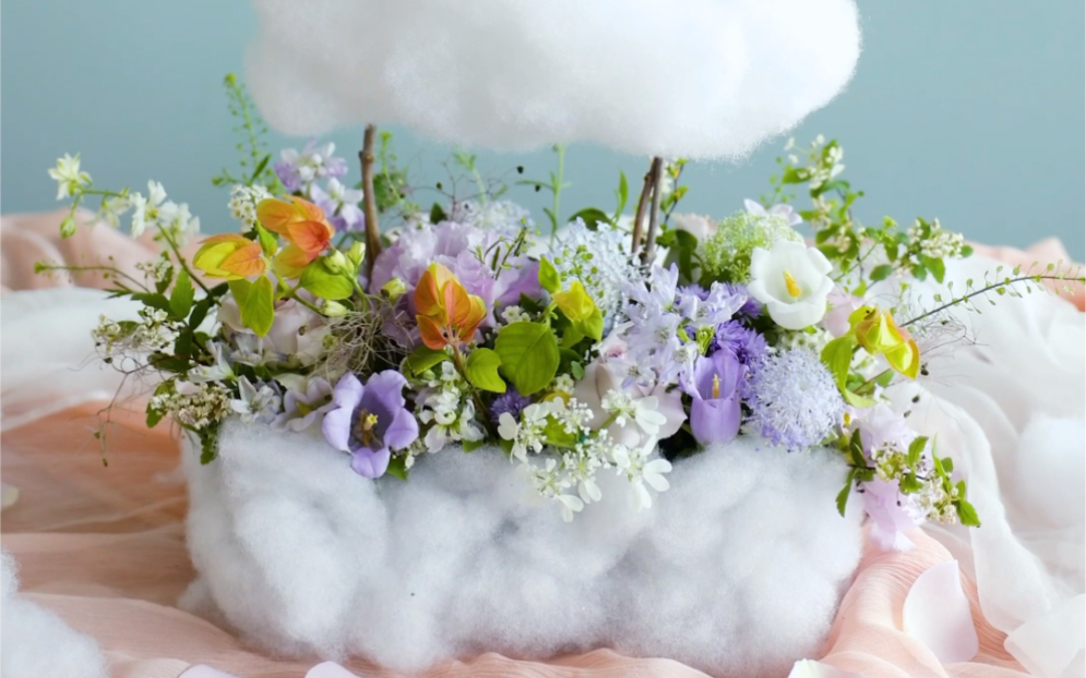 温柔的云朵和娇嫩的花朵最配了!