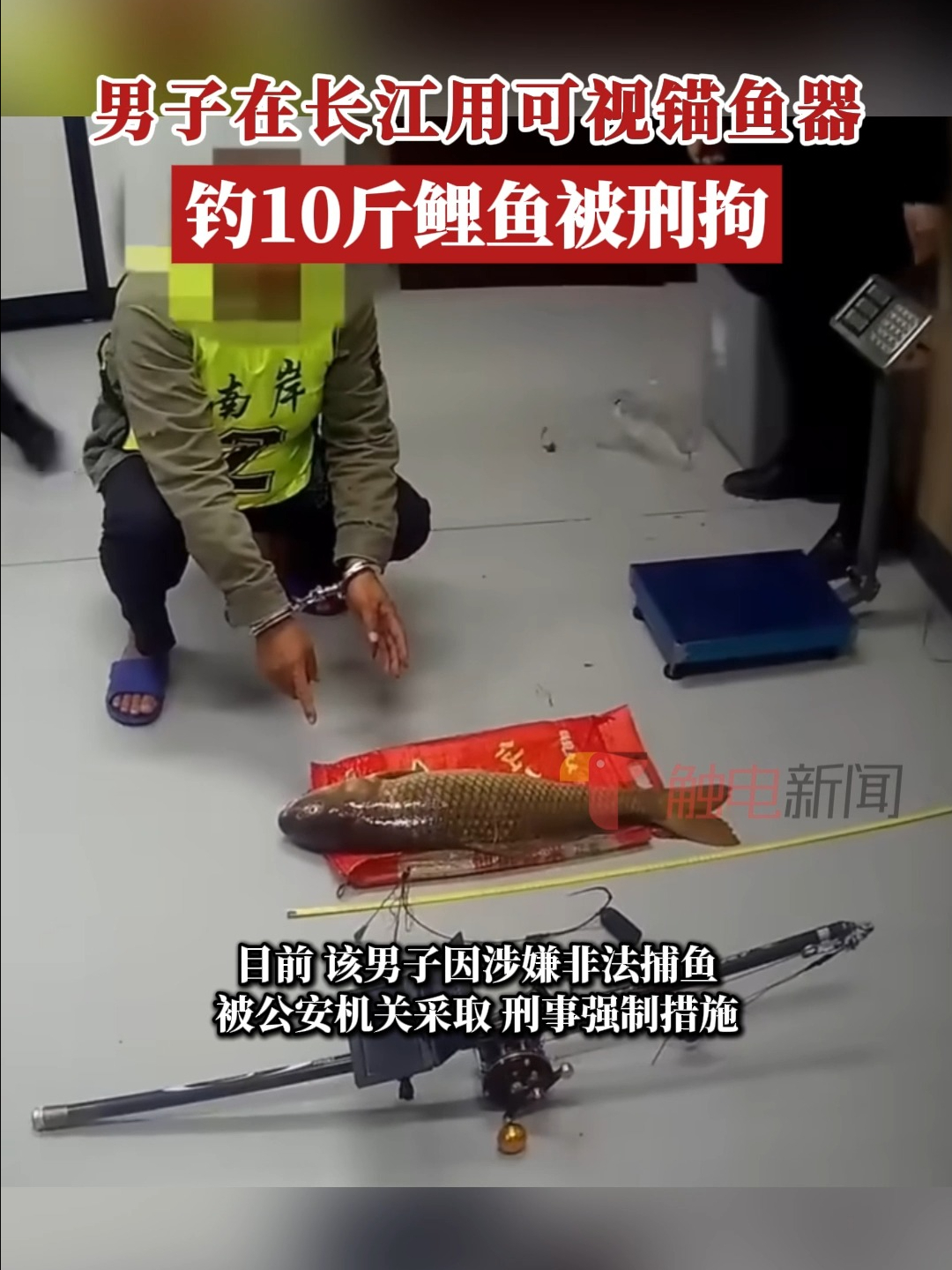 男子在长江用可视锚鱼器,钓10斤鲤鱼被刑拘