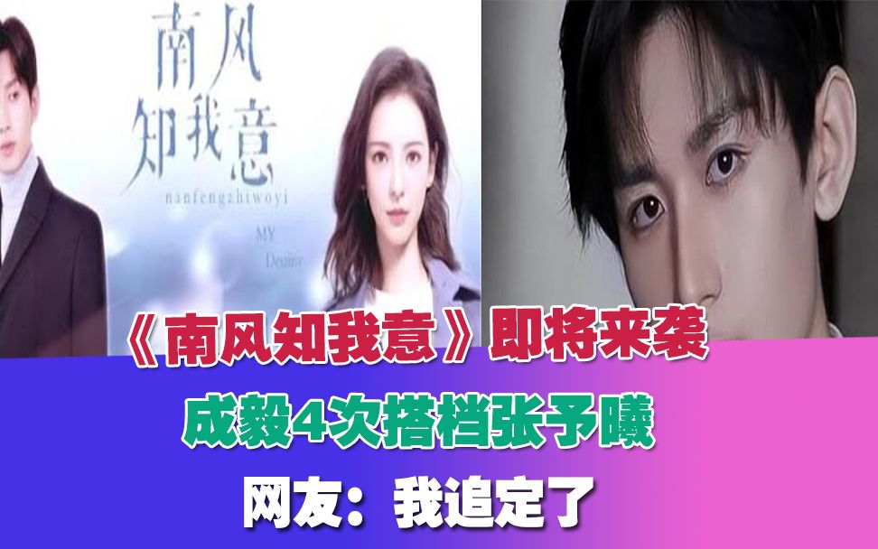 《南风知我意》即将来袭,成毅4次搭档张予曦,网友:我追定了!哔哩哔哩bilibili