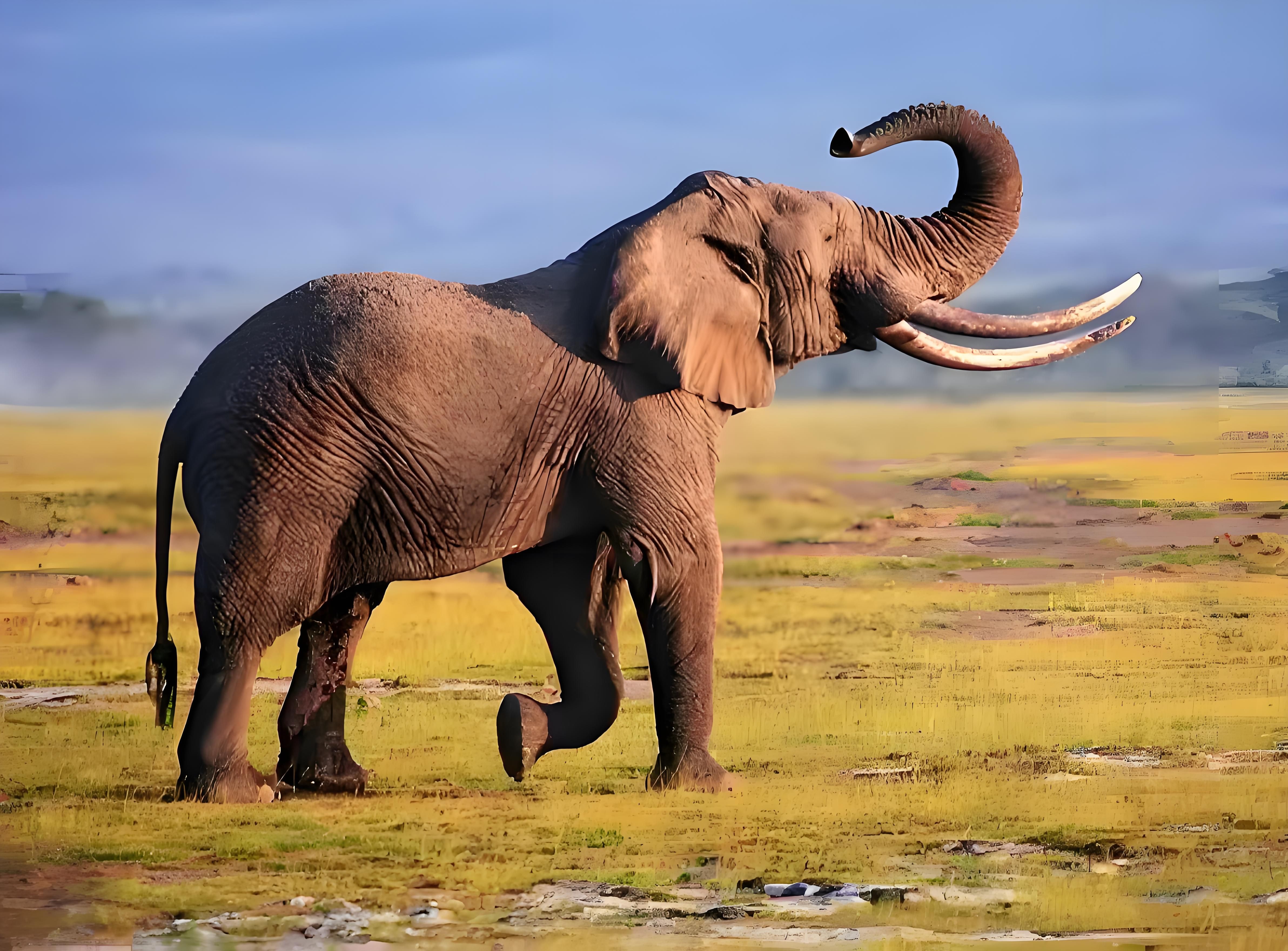 大象驱赶河马群