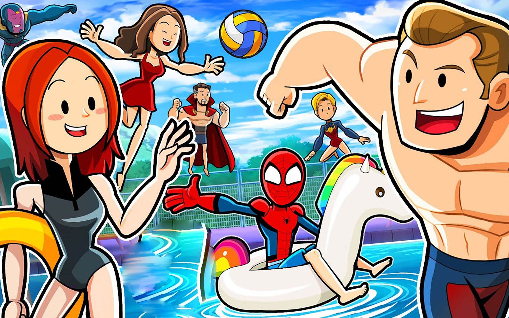超级英雄搞笑动画:复仇者的泳池派对!
