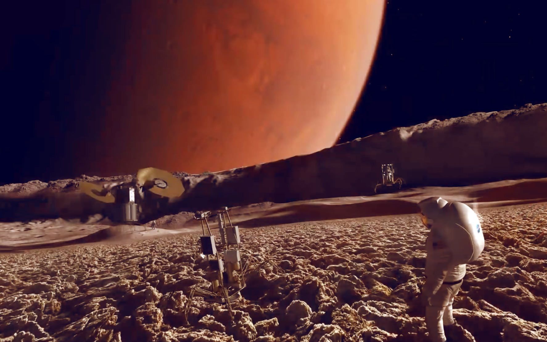 在火星的卫星火卫一和火卫二上 天空中的火星