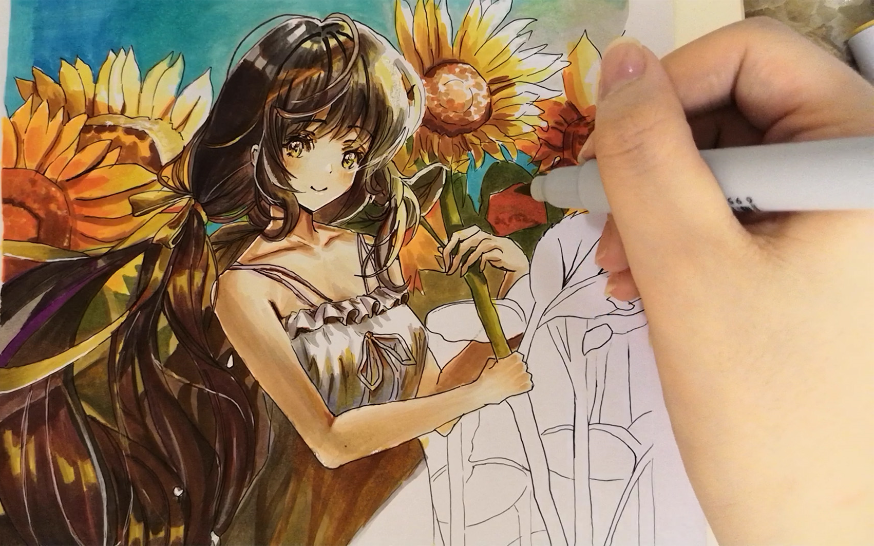 【马克笔手绘】一幅适合夏天看的插画~看完整个人心情都变好了啊