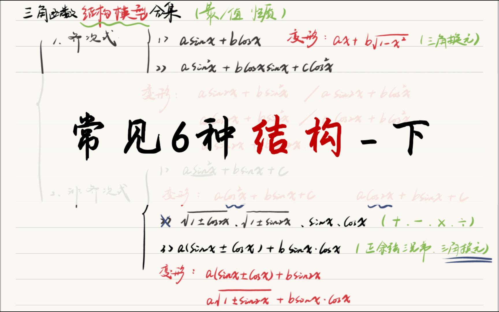 【基础串讲】三角函数常见6种结构模型及变形合集,一次性解决~哔哩哔哩bilibili