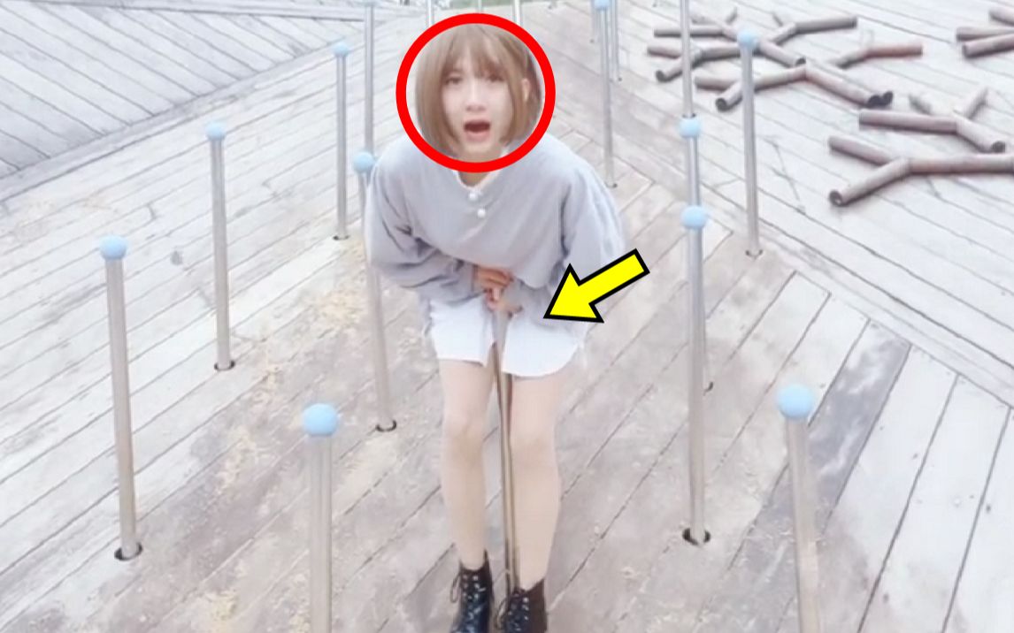 刺激女装公园玩铁棒结果卡到男人最痛伪娘哈尼九