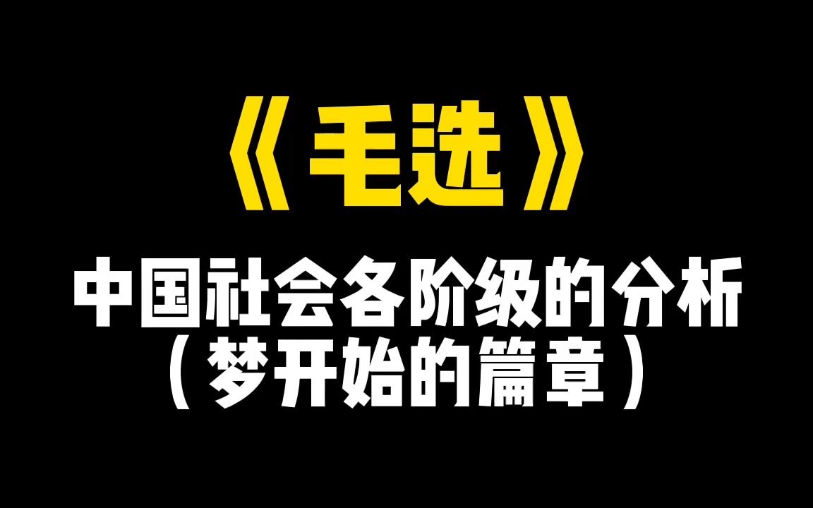 [图]《毛选》中国社会各阶级的分析（梦开始的篇章）