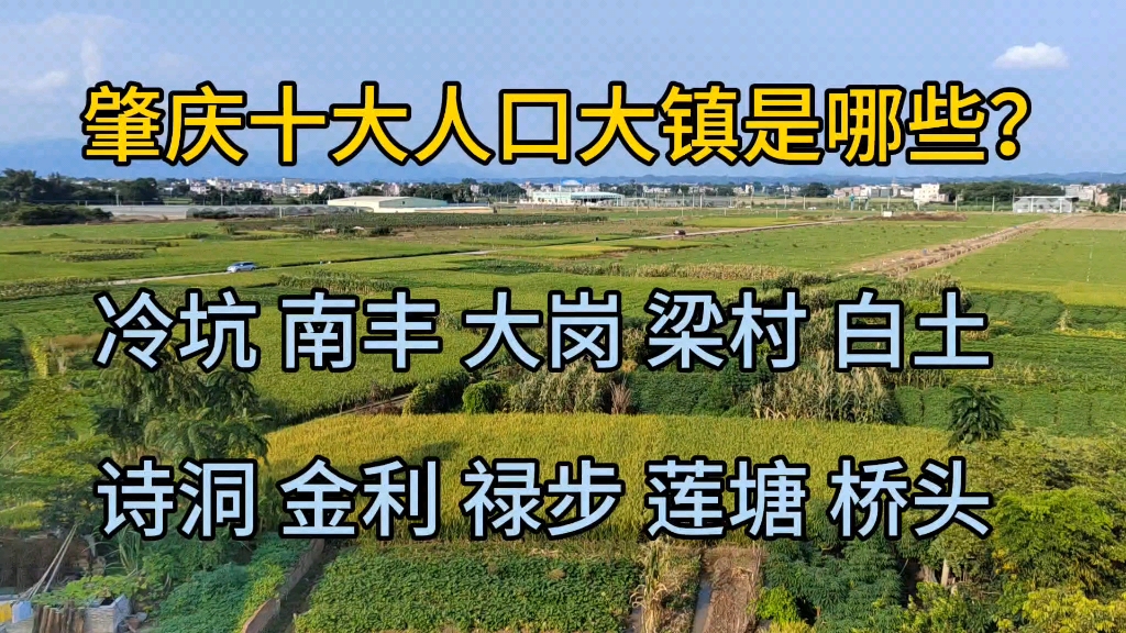 肇庆十大人口大镇是哪些?怀集冷坑镇、封开南丰镇、大岗镇?梁村镇、高要白土镇、诗洞镇、金利镇、禄步镇、莲塘镇、桥头镇等等,其中冷坑镇与南丰镇...