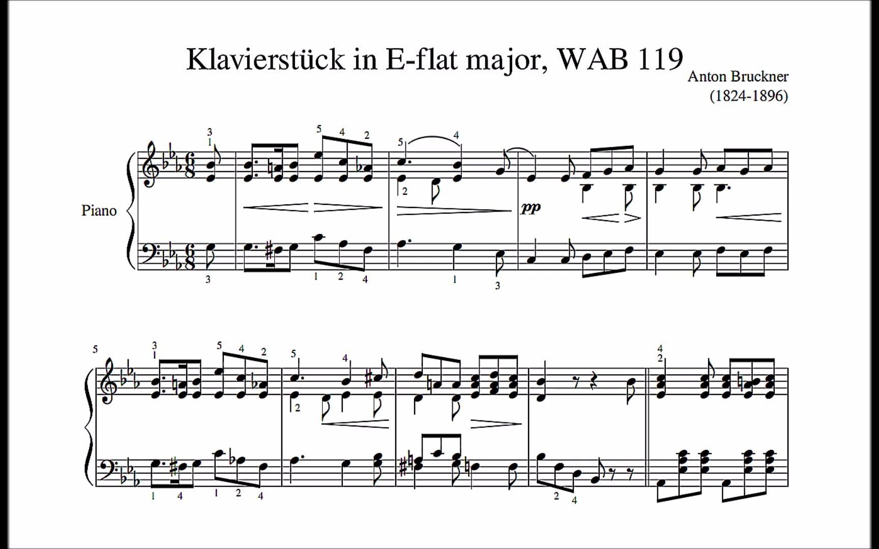 [图]【钢琴】布鲁克纳 - 降E大调钢琴小品 WAB 119 Anton Bruckner - Klavierstück in E-flat Major