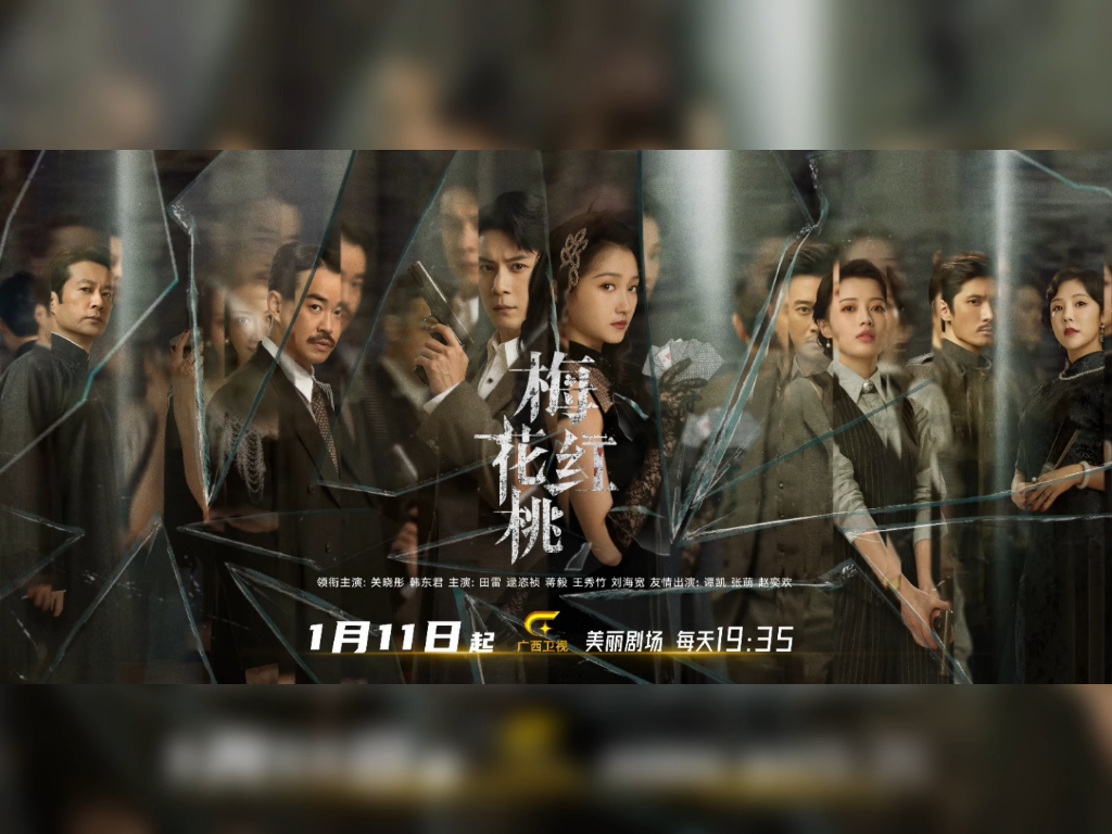 广西卫视《美丽剧场》电视剧《梅花红桃》宣传海报