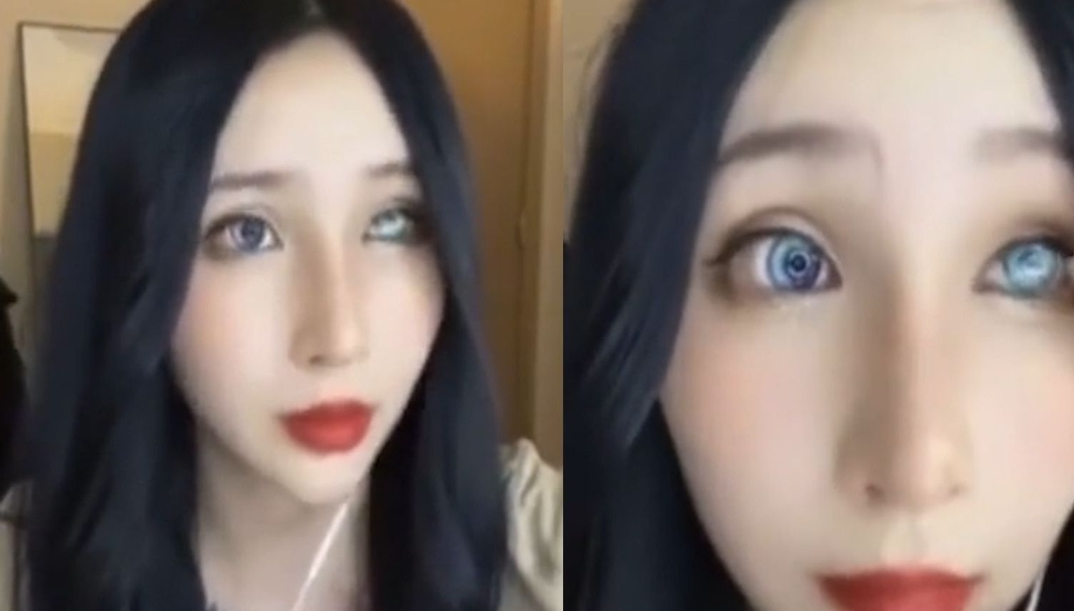 美女戴义眼拍视频被质疑蹭流量,被要求当场摘出眼珠证明:做不到