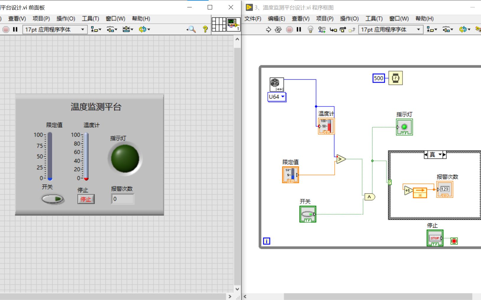 [图]labview制作简易温度监测界面