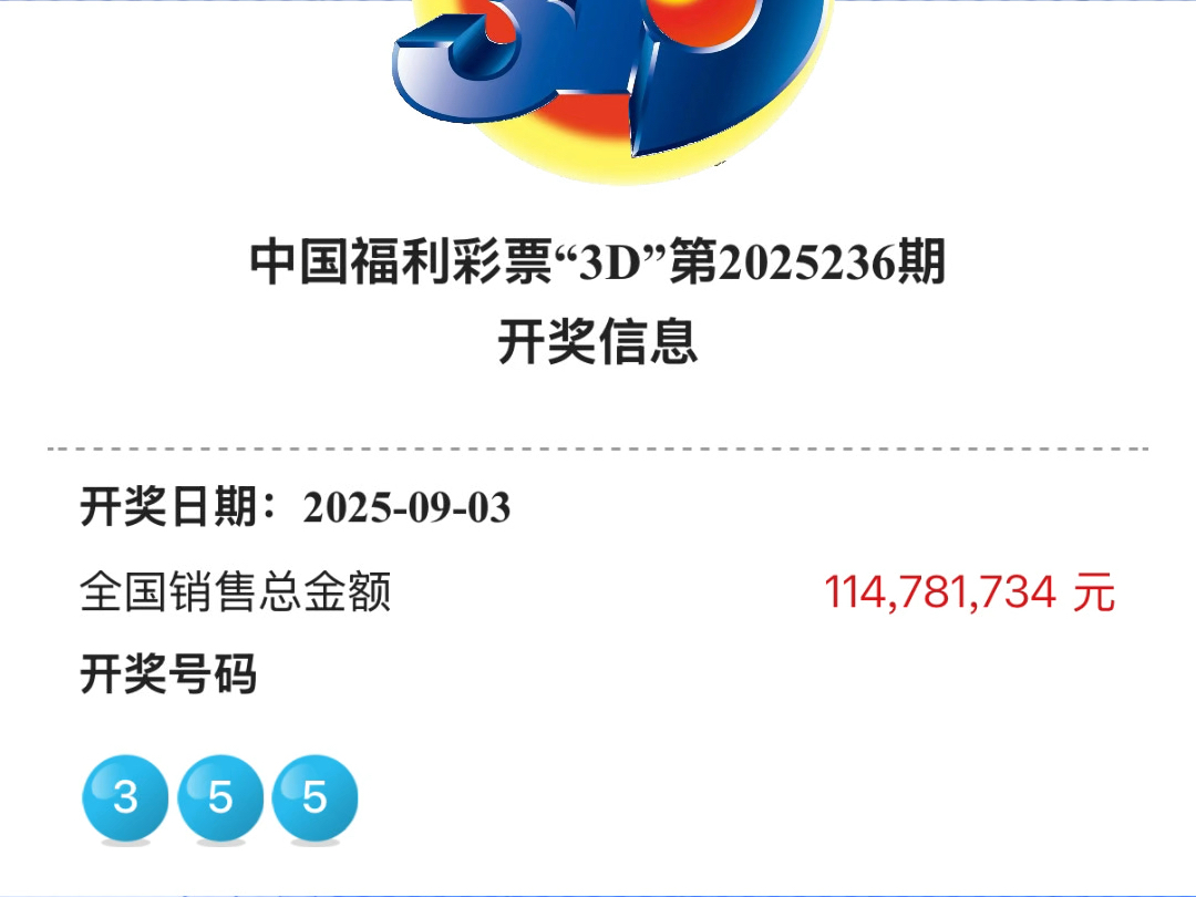 福彩3d今日开奖!