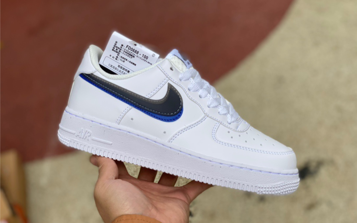 nike af1纯白双钩黑蓝low