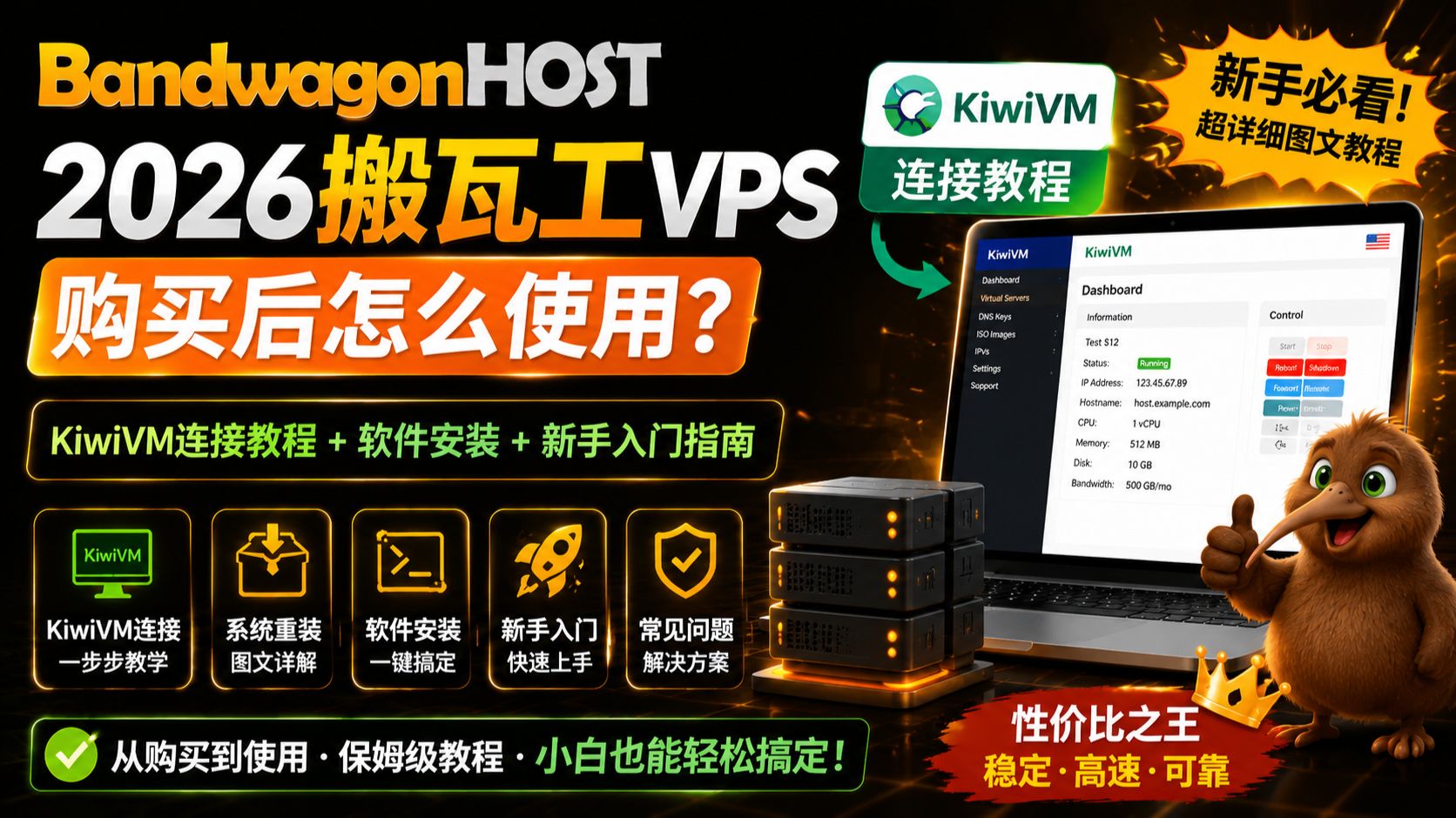 2026搬瓦工VPS购买后怎么使用?KiwiVM连接教程、软件安装与新手入门指南