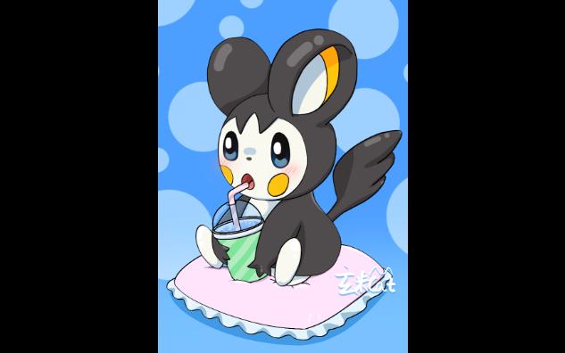 【宝可梦绘画】电飞鼠喝冷饮