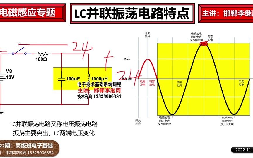 邯郸李继周主讲:【RLC谐振电路原理分析】【LC振荡电路原理】哔哩哔哩bilibili