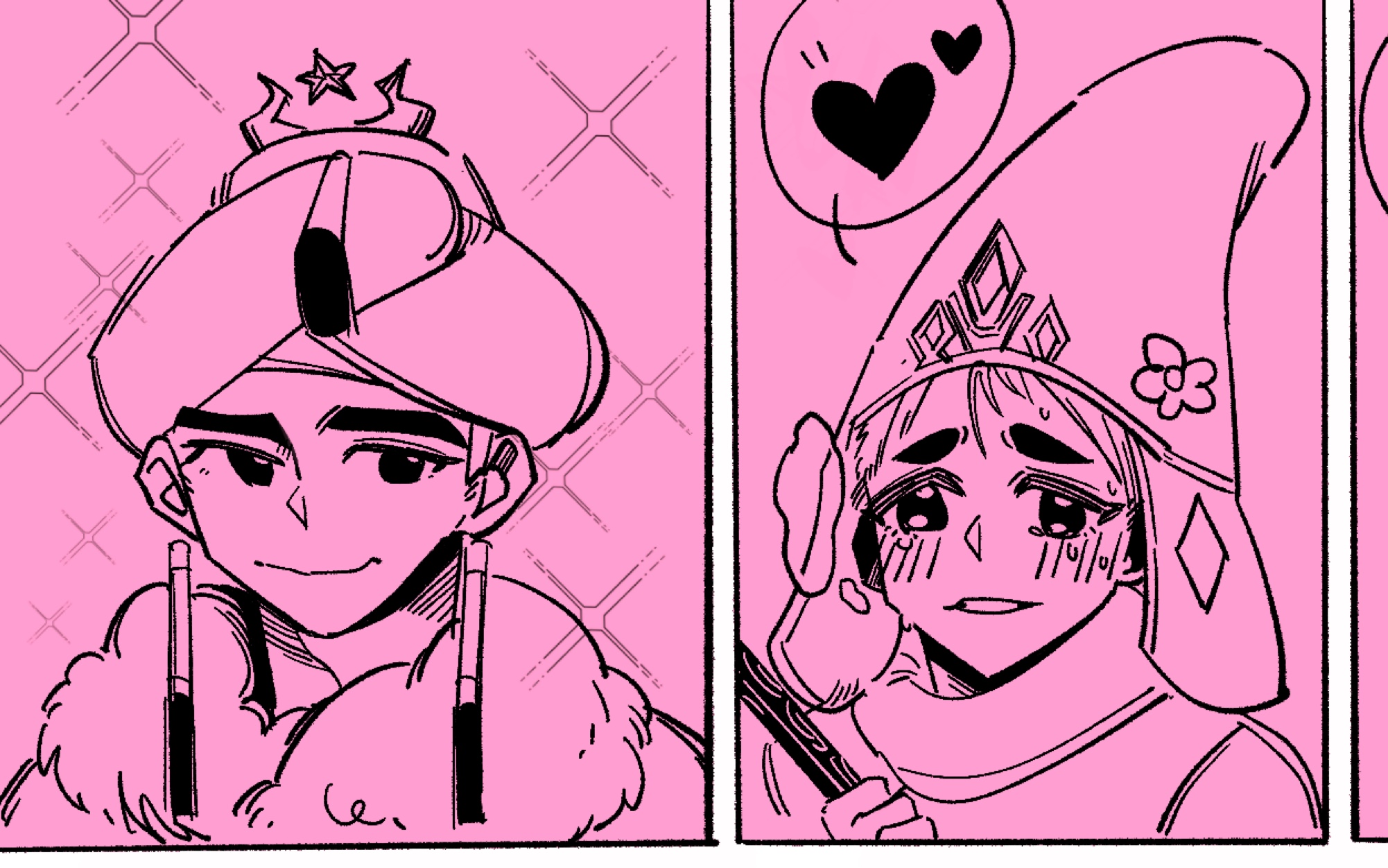 【procreate】你未见过的全新光遇cp(咖喱头x高帽子)