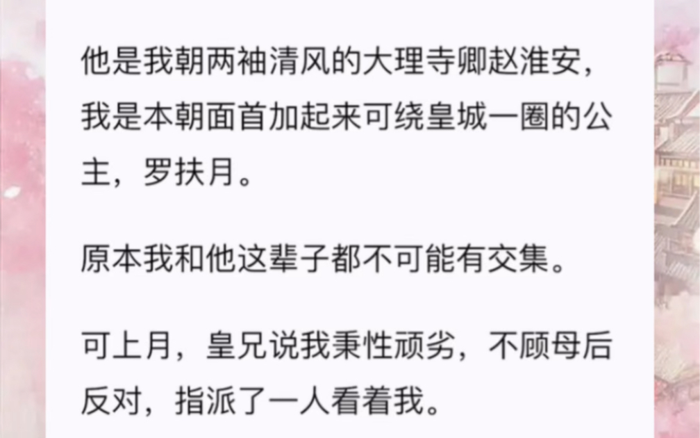 [图]他是我朝两袖清风的大理寺卿赵淮安，我是本朝面首加起来可绕皇城一圈的公主，罗扶月。原本我和他这辈子都不可能有交集。可上月，皇兄说我秉性顽劣