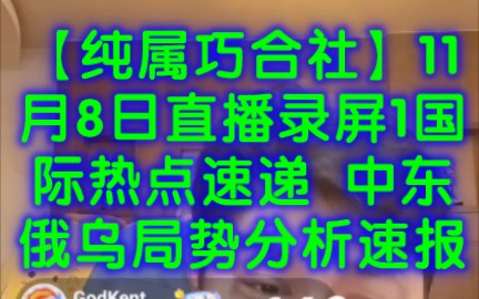 【纯属巧合社】11月8日直播录屏1国际热点速递 中东俄乌局势分析速报 汇总俄罗斯 乌克兰 以色列 美国 伊朗 巴勒斯坦 俄乌局势 巴以冲突 黎以冲突 黎巴嫩...