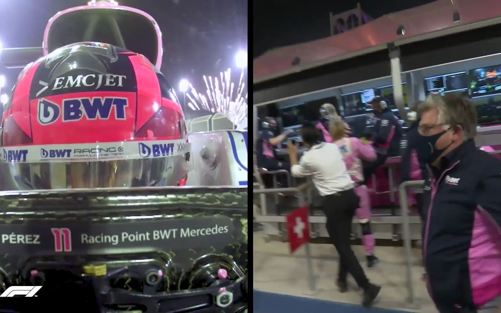 f1集锦2020萨基尔正赛佩雷兹获胜后车手和车队狂喜