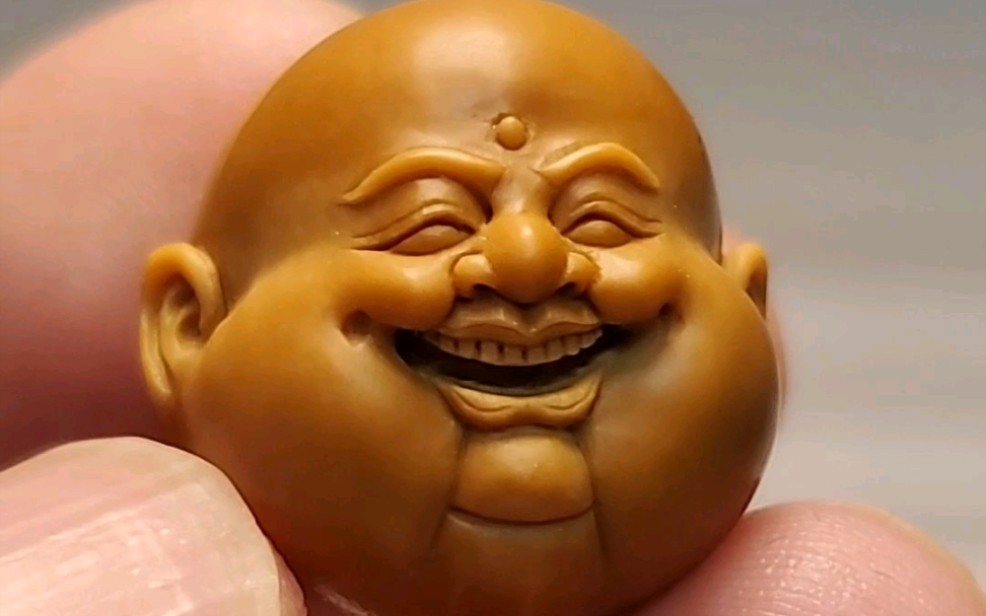 笑口常开,一见你就笑,笑佛头 #弥勒 #文玩 #橄榄核雕