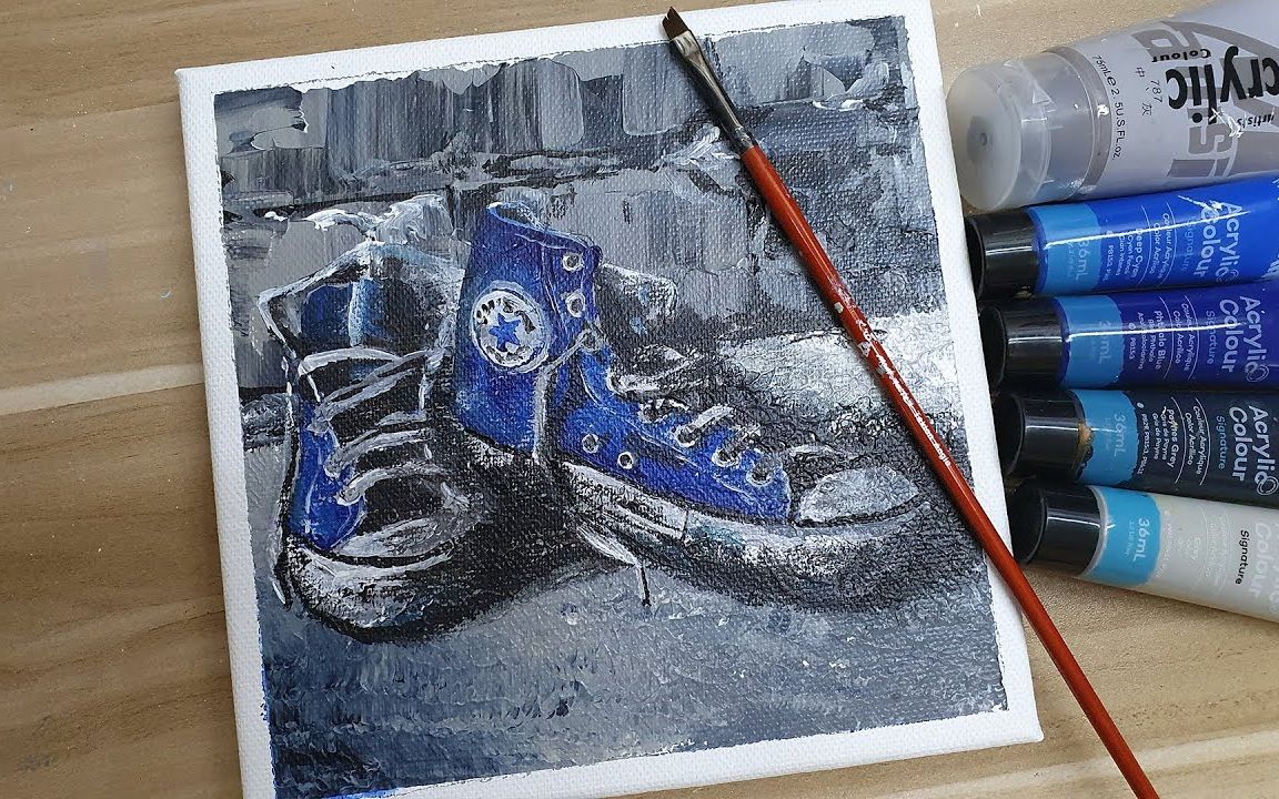 【丙烯画】【绘画教程】匡威板鞋-acrylic painting how to paint