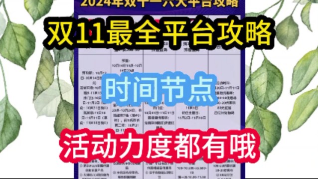 双11最全平台攻略来咯,时间节点活动力度都有哦,保姆级哔哩哔哩bilibili