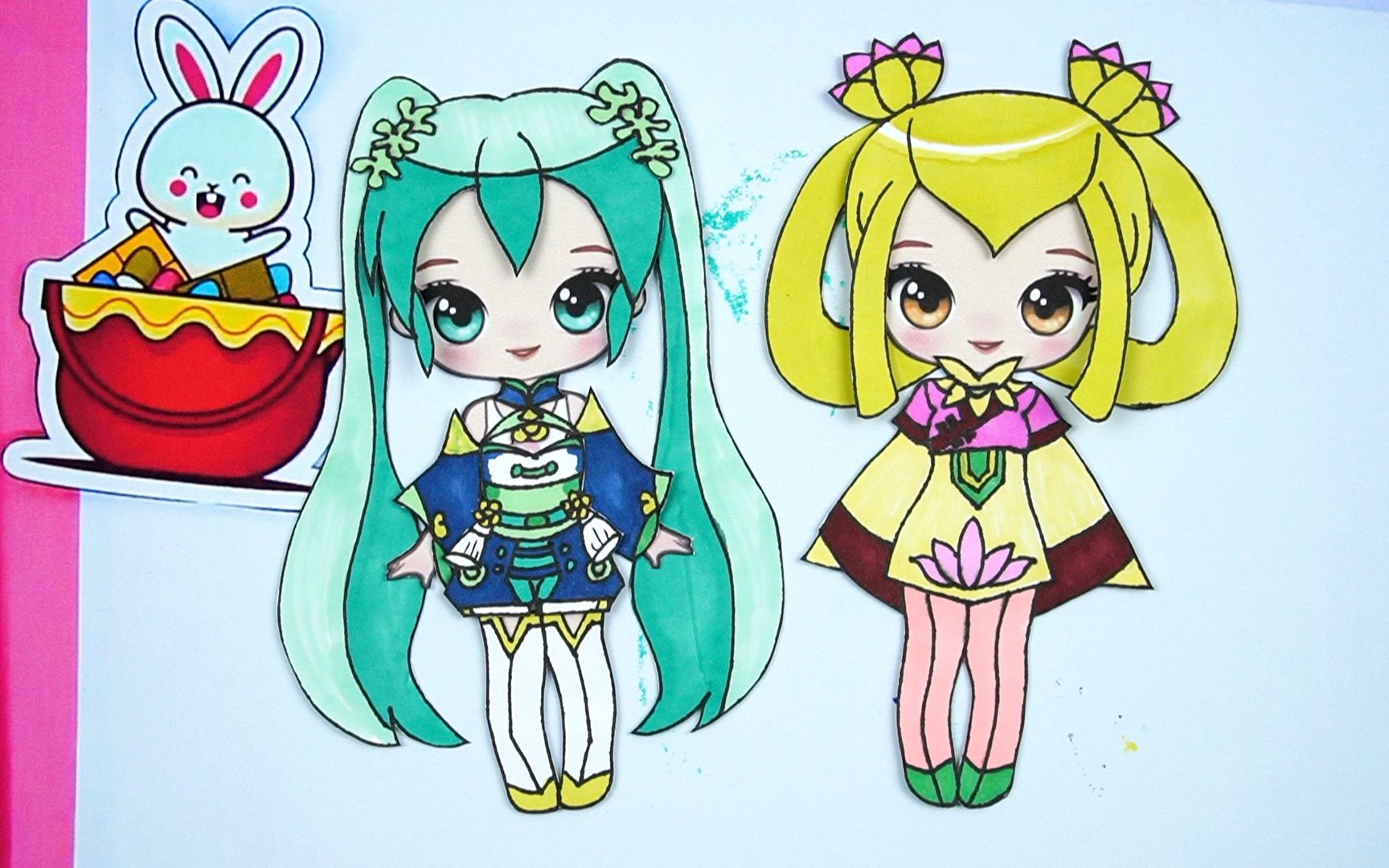 小花仙纸娃娃手工,绿牡丹精灵王初音未来换装手绘