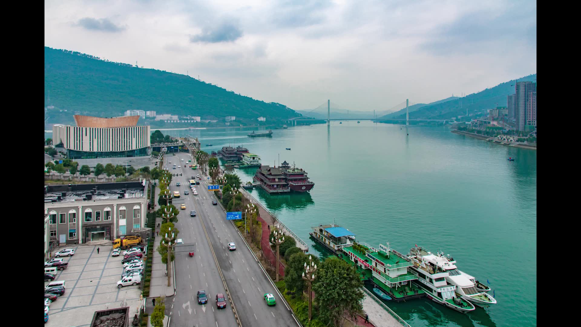 榨菜之乡涪陵延时摄影--长江乌江交汇口