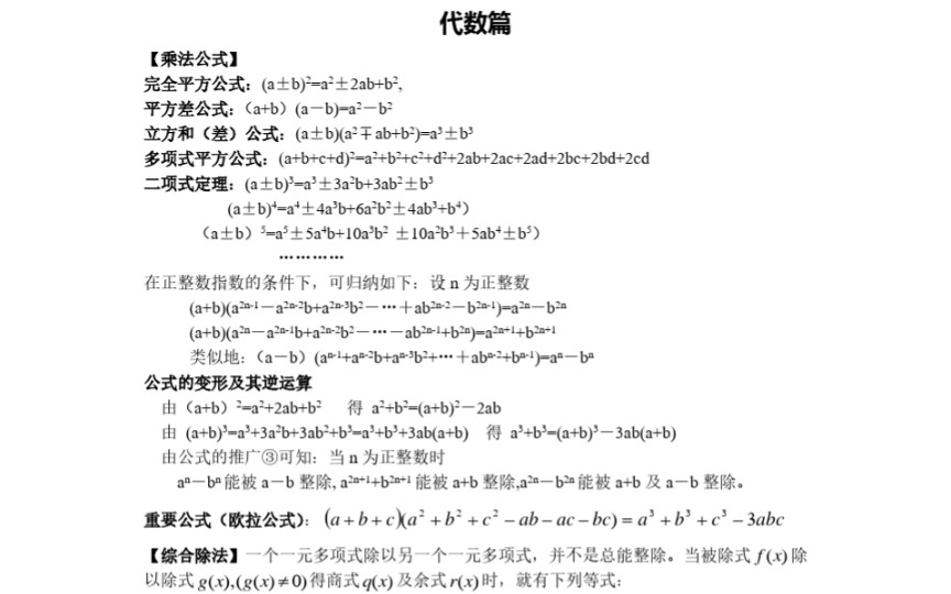 [图]初中数学竞赛常用定理（代数篇）