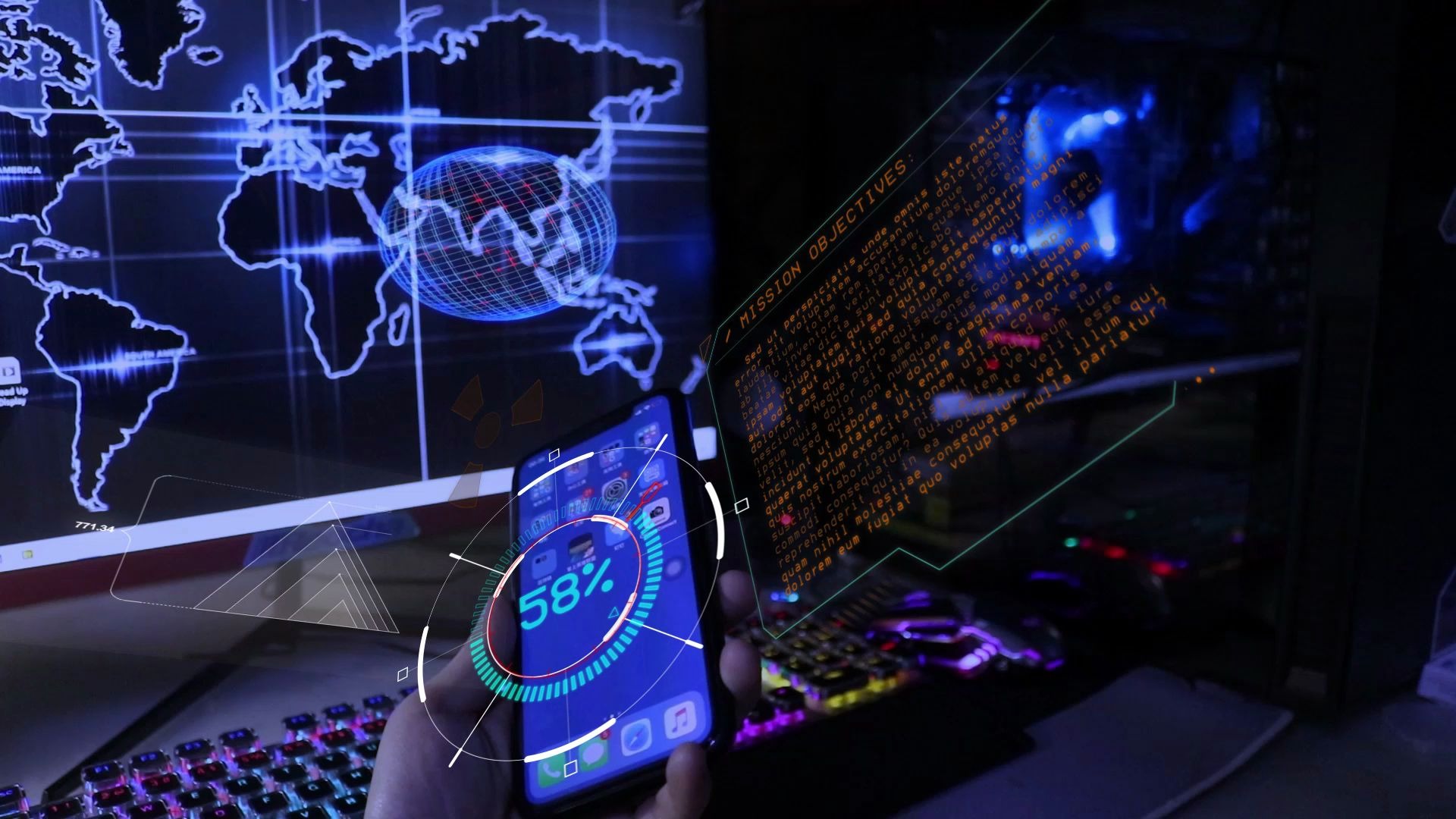 ae制作赛博朋克科技感手机三维投影