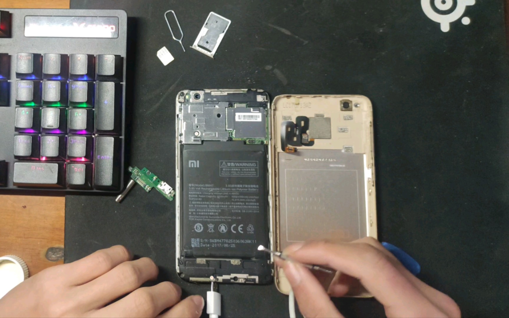 (地球ol)帮表妹换红米note4x手机尾插(教程,全过程)