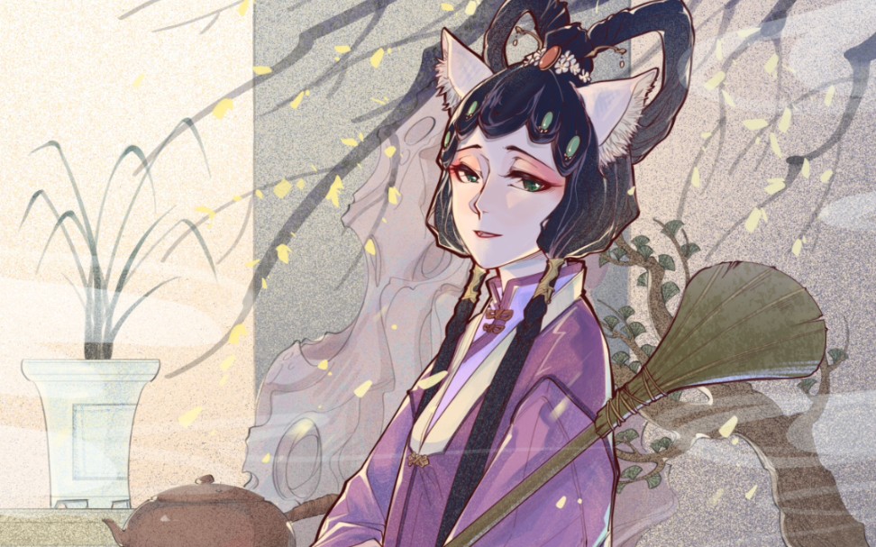 【procreate绘画过程】京剧猫墨紫-青玉案·元夕(元宵25h企划)