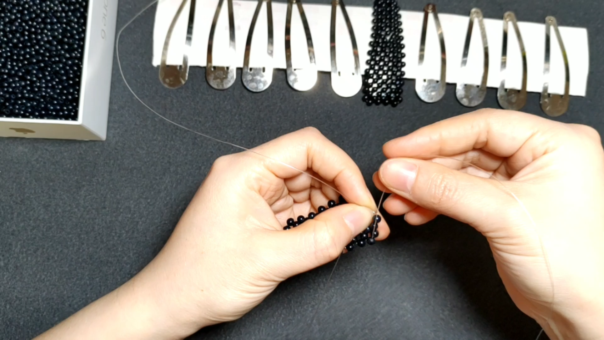 正规手工活加工串珠发夹