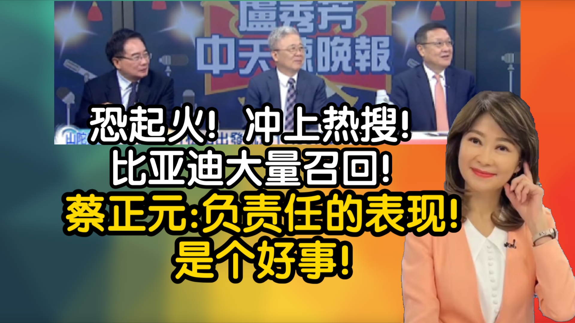 惊爆!恐起火!冲上热搜!比亚迪大量召回!蔡正元:负责任的表现!是个好事!哔哩哔哩bilibili