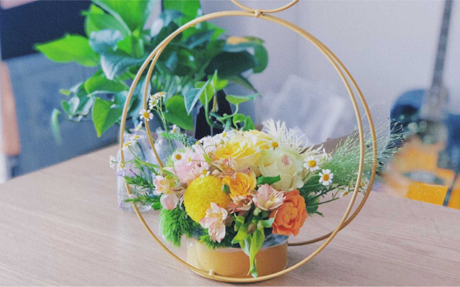 花艺手工【夏沐花艺】创意花篮插花作品