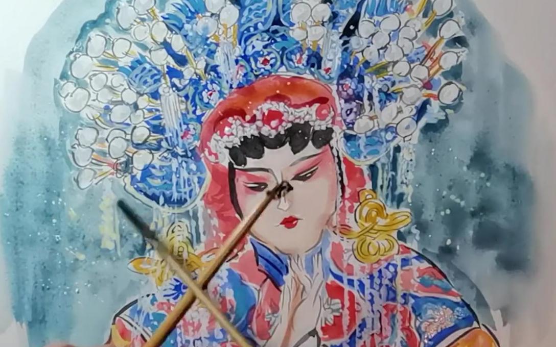 唯美花旦,原创手绘作画全过程,绘画技巧详细演示